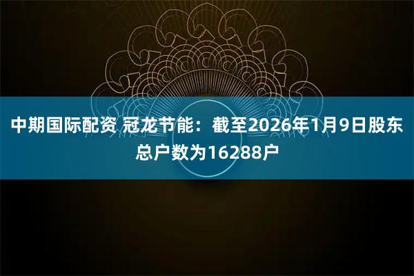 中期国际配资 冠龙节能：截至2026年1月9日股东总户数为16288户